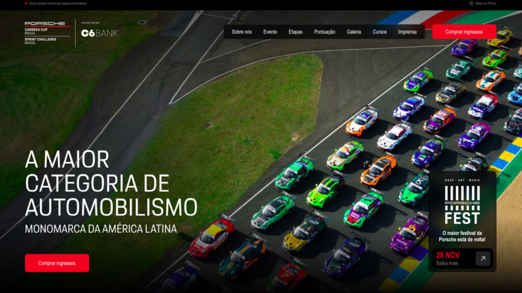 Porsche Cup Brasil C6 Bank apresenta seu novo site oficial
